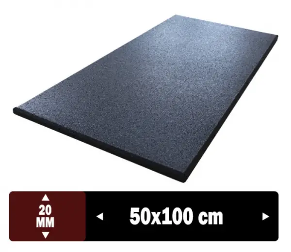 AZAK ZERO Sıcak Pres Kauçuk Spor Zemin 50x100x2cm [Siyah] - m²