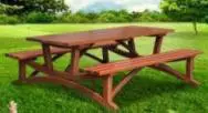 PİK-02 Modern Piknik Masası - Su Bazlı Boya + Vernik - W: 190 cm D: 186 cm H: 78 cm