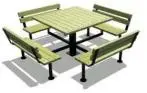PİK-05 Dörtlü Sırtlıklı Piknik Masası - Emprenyeli Çam Ahşap Metal - W: 200 cm D: 200 cm H: 78 cm