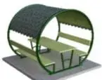 PİK-06 Dairesel Piknik Masası - Emprenyeli Çam Ahşap - Metal - W: 150 cm D: 200 cm H: 220 cm
