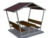 PİK-09 Ev Çatılı Piknik Masası 150 Cm - Metal - Emprenyeli Çam Ahşap