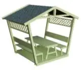 PİK-10 Ev Çatılı Ahşap Piknik Masası (Tabanlı) 180 Cm