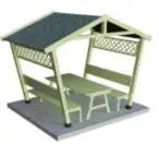 PİK-11 Ev Çatılı Ahşap Piknik Masası (Tabansız) 150 Cm