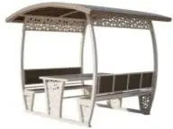 PİK-12 Lazer Kesimli Piknik Masası 150 Cm Odun Plastik Kompozit - Metal - W: 150 cm D: 190 cm H: 240 cm