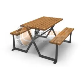 PİK-13 145 Cm - Metal - Emprenyeli Çam Ahşap - ÇAPRAZ METAL AYAKLI PİKNİK MASASI