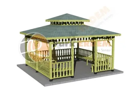 KAM-08 Kare Ahşap Kameriye Desenli Korkuluk - 5 M * 5 M